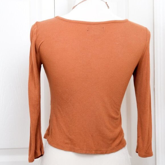 American Eagle Outfitters Embroidered Crochet Brown Crop Top - Picture 4 of 9